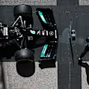 PORTIMAO, PORTUGAL - MAY 01: Pole position qualifier Valtteri Bottas of Finland and Mercedes GP looks on in parc ferme after qualifying for the F1 Grand Prix of Portugal at Autodromo Internacional Do Algarve on May 01, 2021 in Portimao, Portugal. (Photo by Mark Thompson/Getty Images)