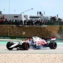 PORTIMAO, PORTUGAL - MAY 02: Kimi Raikkonen of Finland driving the (7) Alfa Romeo Racing C41 Ferrari runs wide with a broken front wing during the F1 Grand Prix of Portugal at Autodromo Internacional Do Algarve on May 02, 2021 in Portimao, Portugal. (Photo by Bryn Lennon/Getty Images)