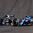 PORTIMAO, PORTUGAL - MAY 02: Esteban Ocon of France driving the (31) Alpine A521 Renault leads Pierre Gasly of France driving the (10) Scuderia AlphaTauri AT02 Honda during the F1 Grand Prix of Portugal at Autodromo Internacional Do Algarve on May 02, 2021 in Portimao, Portugal. (Photo by Dan Istitene - Formula 1/Formula 1 via Getty Images)