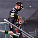 PORTIMAO, PORTUGAL - MAY 02: Second placed Max Verstappen of Netherlands and Red Bull Racing walks off the podium after the the F1 Grand Prix of Portugal at Autodromo Internacional Do Algarve on May 02, 2021 in Portimao, Portugal. (Photo by Lars Baron/Getty Images)