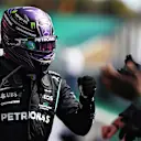 PORTIMAO, PORTUGAL - MAY 02: Race winner Lewis Hamilton of Great Britain and Mercedes GP celebrates in parc ferme during the F1 Grand Prix of Portugal at Autodromo Internacional Do Algarve on May 02, 2021 in Portimao, Portugal. (Photo by Mark Thompson/Getty Images)