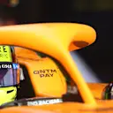 DOHA, QATAR - NOVEMBER 19: Lando Norris of Great Britain and McLaren F1 prepares to drive in the garage during practice ahead of the F1 Grand Prix of Qatar at Losail International Circuit on November 19, 2021 in Doha, Qatar. (Photo by Dan Istitene - Formula 1/Formula 1 via Getty Images)