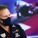 DOHA, QATAR - NOVEMBER 19: Red Bull Racing Team Principal Christian Horner talks in the Team Principals Press Conference during practice ahead of the F1 Grand Prix of Qatar at Losail International Circuit on November 19, 2021 in Doha, Qatar. (Photo by Dan Istitene/Getty Images)