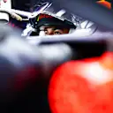 DOHA, QATAR - NOVEMBER 19: Sergio Perez of Mexico and Red Bull Racing prepares to drive in the garage during practice ahead of the F1 Grand Prix of Qatar at Losail International Circuit on November 19, 2021 in Doha, Qatar. (Photo by Mark Thompson/Getty Images)