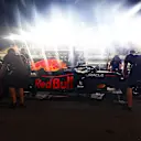DOHA, QATAR - NOVEMBER 20: Sergio Perez of Mexico driving the (11) Red Bull Racing RB16B Honda stops in the Pitlane during qualifying ahead of the F1 Grand Prix of Qatar at Losail International Circuit on November 20, 2021 in Doha, Qatar. (Photo by Mark Thompson/Getty Images)