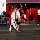 DOHA, QATAR - NOVEMBER 20: Nikita Mazepin of Russia and Haas F1 walksin the Pitlane  during qualifying ahead of the F1 Grand Prix of Qatar at Losail International Circuit on November 20, 2021 in Doha, Qatar. (Photo by Hamad I Mohammed - Pool/Getty Images)