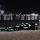 DOHA, QATAR - NOVEMBER 21: Lance Stroll of Canada driving the (18) Aston Martin AMR21 Mercedes during the F1 Grand Prix of Qatar at Losail International Circuit on November 21, 2021 in Doha, Qatar. (Photo by Lars Baron/Getty Images)