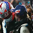 DOHA, QATAR - NOVEMBER 21: Third placed Fernando Alonso of Spain and Alpine F1 Team celebrates with teammate Esteban Ocon of France and Alpine F1 Team in parc ferme during the F1 Grand Prix of Qatar at Losail International Circuit on November 21, 2021 in Doha, Qatar. (Photo by Dan Istitene - Formula 1/Formula 1 via Getty Images)