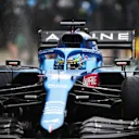 SOCHI, RUSSIA - SEPTEMBER 25: Fernando Alonso of Spain driving the (14) Alpine A521 Renault in the Pitlane during qualifying ahead of the F1 Grand Prix of Russia at Sochi Autodrom on September 25, 2021 in Sochi, Russia. (Photo by Peter Fox/Getty Images)