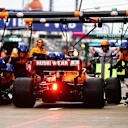 SOCHI, RUSSIA - SEPTEMBER 25: Daniel Ricciardo of Australia driving the (3) McLaren F1 Team MCL35M Mercedes stops in the Pitlane during qualifying ahead of the F1 Grand Prix of Russia at Sochi Autodrom on September 25, 2021 in Sochi, Russia. (Photo by Mark Thompson/Getty Images)