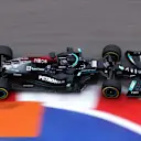 SOCHI, RUSSIA - SEPTEMBER 26: Lewis Hamilton of Great Britain driving the (44) Mercedes AMG Petronas F1 Team Mercedes W12 during the F1 Grand Prix of Russia at Sochi Autodrom on September 26, 2021 in Sochi, Russia. (Photo by Lars Baron - Formula 1/Formula 1 via Getty Images)