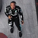 SOCHI, RUSSIA - SEPTEMBER 26: Race winner Lewis Hamilton of Great Britain and Mercedes GP celebrates on the podium during the F1 Grand Prix of Russia at Sochi Autodrom on September 26, 2021 in Sochi, Russia. (Photo by Lars Baron - Formula 1/Formula 1 via Getty Images)