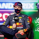 JEDDAH, SAUDI ARABIA - DECEMBER 04: Max Verstappen of Netherlands and Red Bull Racing talks in the press conference after qualifying ahead of the F1 Grand Prix of Saudi Arabia at Jeddah Corniche Circuit on December 04, 2021 in Jeddah, Saudi Arabia. (Photo by Florent Gooden - Pool/Getty Images)