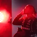 JEDDAH, SAUDI ARABIA - DECEMBER 05: Race winner Lewis Hamilton of Great Britain and Mercedes GP looks on in parc ferme during the F1 Grand Prix of Saudi Arabia at Jeddah Corniche Circuit on December 05, 2021 in Jeddah, Saudi Arabia. (Photo by Andrej Isakovic - Pool/Getty Images)