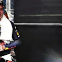 JEDDAH, SAUDI ARABIA - DECEMBER 05: Second placed Max Verstappen of Netherlands and Red Bull Racing looks on in parc ferme during the F1 Grand Prix of Saudi Arabia at Jeddah Corniche Circuit on December 05, 2021 in Jeddah, Saudi Arabia. (Photo by Mark Thompson/Getty Images)