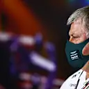 BARCELONA, SPAIN - MAY 07: Otmar Szafnauer, Team Principal and Chief Executive Officer of Aston Martin F1 Team talks in the Team Principals Press Conference during practice for the F1 Grand Prix of Spain at Circuit de Barcelona-Catalunya on May 07, 2021 in Barcelona, Spain. (Photo by Dan Istitene/Getty Images)