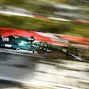 BARCELONA, SPAIN - MAY 07: Lance Stroll of Canada driving the (18) Aston Martin AMR21 Mercedes during practice for the F1 Grand Prix of Spain at Circuit de Barcelona-Catalunya on May 07, 2021 in Barcelona, Spain. (Photo by Clive Mason - Formula 1/Formula 1 via Getty Images)