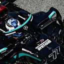 BARCELONA, SPAIN - MAY 08: Valtteri Bottas of Finland driving the (77) Mercedes AMG Petronas F1 Team Mercedes W12 in the Pitlane during qualifying for the F1 Grand Prix of Spain at Circuit de Barcelona-Catalunya on May 08, 2021 in Barcelona, Spain. (Photo by Clive Mason - Formula 1/Formula 1 via Getty Images)