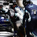 BARCELONA, SPAIN - MAY 09: Nicholas Latifi of Canada driving the (6) Williams Racing FW43B Mercedes comes in for a tyre change during the F1 Grand Prix of Spain at Circuit de Barcelona-Catalunya on May 09, 2021 in Barcelona, Spain. (Photo by Mario Renzi - Formula 1/Formula 1 via Getty Images)