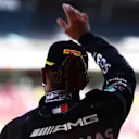 BARCELONA, SPAIN - MAY 09: Race winner Lewis Hamilton of Great Britain and Mercedes GP celebrates on the podium during the F1 Grand Prix of Spain at Circuit de Barcelona-Catalunya on May 09, 2021 in Barcelona, Spain. (Photo by Mario Renzi - Formula 1/Formula 1 via Getty Images)