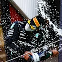 BARCELONA, SPAIN - MAY 09:  Lewis Hamilton of Great Britain  Mercedes AMG Petronas celebrates on the podium after winning the F1 Grand Prix of Spain at Circuit de Barcelona-Catalunya on May 09, 2021 in Barcelona, Spain. (Photo by Dan Istitene - Formula 1/Formula 1 via Getty Images)