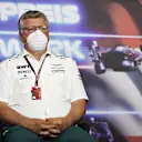 SPIELBERG, AUSTRIA - JUNE 25: Otmar Szafnauer, Team Principal and Chief Executive Officer of Aston Martin F1 Team talks in a press conference during practice ahead of the F1 Grand Prix of Styria at Red Bull Ring on June 25, 2021 in Spielberg, Austria. (Photo by Bryn Lennon/Getty Images)