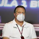 SPIELBERG, AUSTRIA - JUNE 25: McLaren Chief Executive Officer Zak Brown talks in a press conference during practice ahead of the F1 Grand Prix of Styria at Red Bull Ring on June 25, 2021 in Spielberg, Austria. (Photo by Bryn Lennon/Getty Images)