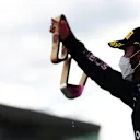 SPIELBERG, AUSTRIA - JUNE 27: Second placed Lewis Hamilton of Great Britain and Mercedes GP celebrates on the podium during the F1 Grand Prix of Styria at Red Bull Ring on June 27, 2021 in Spielberg, Austria. (Photo by Mario Renzi - Formula 1/Formula 1 via Getty Images)