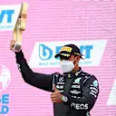 SPIELBERG, AUSTRIA - JUNE 27: Second placed Lewis Hamilton of Great Britain and Mercedes GP celebrates on the podium during the F1 Grand Prix of Styria at Red Bull Ring on June 27, 2021 in Spielberg, Austria. (Photo by Bryn Lennon/Getty Images)
