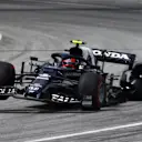 SPIELBERG, AUSTRIA - JUNE 27: Pierre Gasly of France driving the (10) Scuderia AlphaTauri AT02 Honda into the pits with a broken rear wheel during the F1 Grand Prix of Styria at Red Bull Ring on June 27, 2021 in Spielberg, Austria. (Photo by Dan Istitene - Formula 1/Formula 1 via Getty Images)