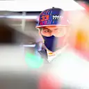 ISTANBUL, TURKEY - OCTOBER 09: Max Verstappen of Netherlands and Red Bull Racing looks on in the garage during final practice ahead of the F1 Grand Prix of Turkey at Intercity Istanbul Park on October 09, 2021 in Istanbul, Turkey. (Photo by Mark Thompson/Getty Images)