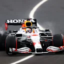 ISTANBUL, TURKEY - OCTOBER 09: Max Verstappen of the Netherlands driving the (33) Red Bull Racing RB16B Honda spins during qualifying ahead of the F1 Grand Prix of Turkey at Intercity Istanbul Park on October 09, 2021 in Istanbul, Turkey. (Photo by Dan Istitene - Formula 1/Formula 1 via Getty Images)