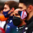 ISTANBUL, TURKEY - OCTOBER 10: Lewis Hamilton of Great Britain and Mercedes GP looks on from the grid during the F1 Grand Prix of Turkey at Intercity Istanbul Park on October 10, 2021 in Istanbul, Turkey. (Photo by Dan Istitene - Formula 1/Formula 1 via Getty Images)