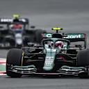ISTANBUL, TURKEY - OCTOBER 10: Sebastian Vettel of Germany driving the (5) Aston Martin AMR21 Mercedes on slick tyres in the wet during the F1 Grand Prix of Turkey at Intercity Istanbul Park on October 10, 2021 in Istanbul, Turkey. (Photo by Dan Mullan/Getty Images)