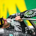 ISTANBUL, TURKEY - OCTOBER 10: Valterri Bottas of Mercedes and Finland celebrates winning during the F1 Grand Prix of Turkey at Intercity Istanbul Park on October 10, 2021 in Istanbul, Turkey. (Photo by Peter Fox/Getty Images)
