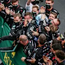 ISTANBUL, TURKEY - OCTOBER 10: Valterri Bottas of Mercedes and Finland celebrates winning during the F1 Grand Prix of Turkey at Intercity Istanbul Park on October 10, 2021 in Istanbul, Turkey. (Photo by Peter Fox/Getty Images)