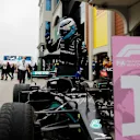 ISTANBUL, TURKEY - OCTOBER 10: Race winner Valtteri Bottas of Finland and Mercedes GP celebrates in parc ferme during the F1 Grand Prix of Turkey at Intercity Istanbul Park on October 10, 2021 in Istanbul, Turkey. (Photo by Umit Bektas - Pool/Getty Images)
