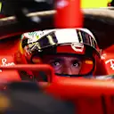 AUSTIN, TEXAS - OCTOBER 22: Carlos Sainz of Spain and Ferrari prepares to drive in the garage during practice ahead of the F1 Grand Prix of USA at Circuit of The Americas on October 22, 2021 in Austin, Texas. (Photo by Dan Istitene - Formula 1/Formula 1 via Getty Images)