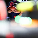 AUSTIN, TEXAS - OCTOBER 22: Sergio Perez of Mexico and Red Bull Racing prepares to drive in the garage during practice ahead of the F1 Grand Prix of USA at Circuit of The Americas on October 22, 2021 in Austin, Texas. (Photo by Mark Thompson/Getty Images)