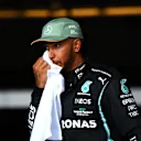 AUSTIN, TEXAS - OCTOBER 23: Second place qualifier Lewis Hamilton of Great Britain and Mercedes GP looks on in parc ferme during qualifying ahead of the F1 Grand Prix of USA at Circuit of The Americas on October 23, 2021 in Austin, Texas. (Photo by Clive Mason - Formula 1/Formula 1 via Getty Images)