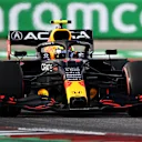 AUSTIN, TEXAS - OCTOBER 23: Sergio Perez of Mexico driving the (11) Red Bull Racing RB16B Honda during qualifying ahead of the F1 Grand Prix of USA at Circuit of The Americas on October 23, 2021 in Austin, Texas. (Photo by Chris Graythen/Getty Images)