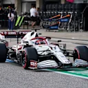 AUSTIN, TEXAS - OCTOBER 23: Kimi Raikkonen of Finland driving the (7) Alfa Romeo Racing C41 Ferrari in the Pitlane during qualifying ahead of the F1 Grand Prix of USA at Circuit of The Americas on October 23, 2021 in Austin, Texas. (Photo by Darron Cummings - Pool/Getty Images)