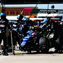 AUSTIN, TEXAS - OCTOBER 24: Esteban Ocon of France driving the (31) Alpine A521 Renault retires from the race during the F1 Grand Prix of USA at Circuit of The Americas on October 24, 2021 in Austin, Texas. (Photo by Peter Fox/Getty Images)