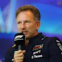 ABU DHABI, UNITED ARAB EMIRATES - NOVEMBER 19: Red Bull Racing Team Principal Christian Horner talks in a press conference during final practice ahead of the F1 Grand Prix of Abu Dhabi at Yas Marina Circuit on November 19, 2022 in Abu Dhabi, United Arab Emirates. (Photo by Bryn Lennon/Getty Images)
