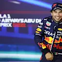 ABU DHABI, UNITED ARAB EMIRATES - NOVEMBER 19: Second placed qualifier Sergio Perez of Mexico and Oracle Red Bull Racing attends a drovers press conference following qualifying ahead of the F1 Grand Prix of Abu Dhabi at Yas Marina Circuit on November 19, 2022 in Abu Dhabi, United Arab Emirates. (Photo by Dan Istitene/Getty Images)
