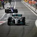 ABU DHABI, UNITED ARAB EMIRATES - NOVEMBER 20: George Russell of Great Britain driving the (63) Mercedes AMG Petronas F1 Team W13 in the pitlane during the F1 Grand Prix of Abu Dhabi at Yas Marina Circuit on November 20, 2022 in Abu Dhabi, United Arab Emirates. (Photo by Rudy Carezzevoli/Getty Images)