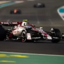 ABU DHABI, UNITED ARAB EMIRATES - NOVEMBER 20: Zhou Guanyu of China driving the (24) Alfa Romeo F1 C42 Ferrari on track during the F1 Grand Prix of Abu Dhabi at Yas Marina Circuit on November 20, 2022 in Abu Dhabi, United Arab Emirates. (Photo by Rudy Carezzevoli/Getty Images)