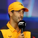 ABU DHABI, UNITED ARAB EMIRATES - NOVEMBER 17: Daniel Ricciardo of Australia and McLaren talks in a press conference during previews ahead of the F1 Grand Prix of Abu Dhabi at Yas Marina Circuit on November 17, 2022 in Abu Dhabi, United Arab Emirates. (Photo by Bryn Lennon/Getty Images)