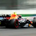MELBOURNE, AUSTRALIA - APRIL 08: Sergio Perez of Mexico driving the (11) Oracle Red Bull Racing RB18 on track during practice ahead of the F1 Grand Prix of Australia at Melbourne Grand Prix Circuit on April 08, 2022 in Melbourne, Australia. (Photo by Robert Cianflone/Getty Images)