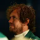 MELBOURNE, AUSTRALIA - APRIL 08: Sebastian Vettel of Germany and Aston Martin F1 Team looks on in the garage during practice ahead of the F1 Grand Prix of Australia at Melbourne Grand Prix Circuit on April 08, 2022 in Melbourne, Australia. (Photo by Mario Renzi - Formula 1/Formula 1 via Getty Images)